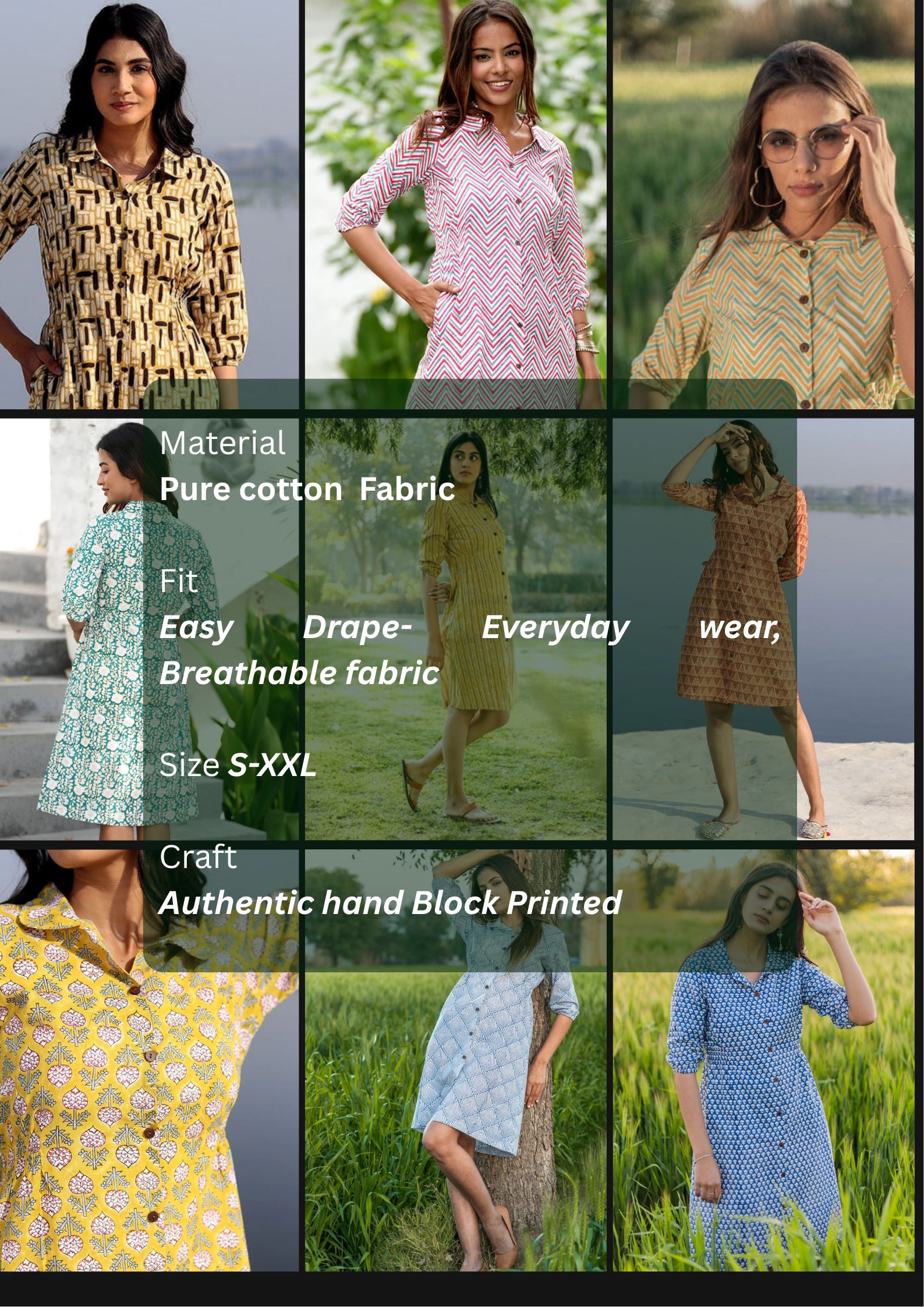 Sootisyahi 'Shining Zigzag' Azofree Handblock Printed Pure Cotton Dress