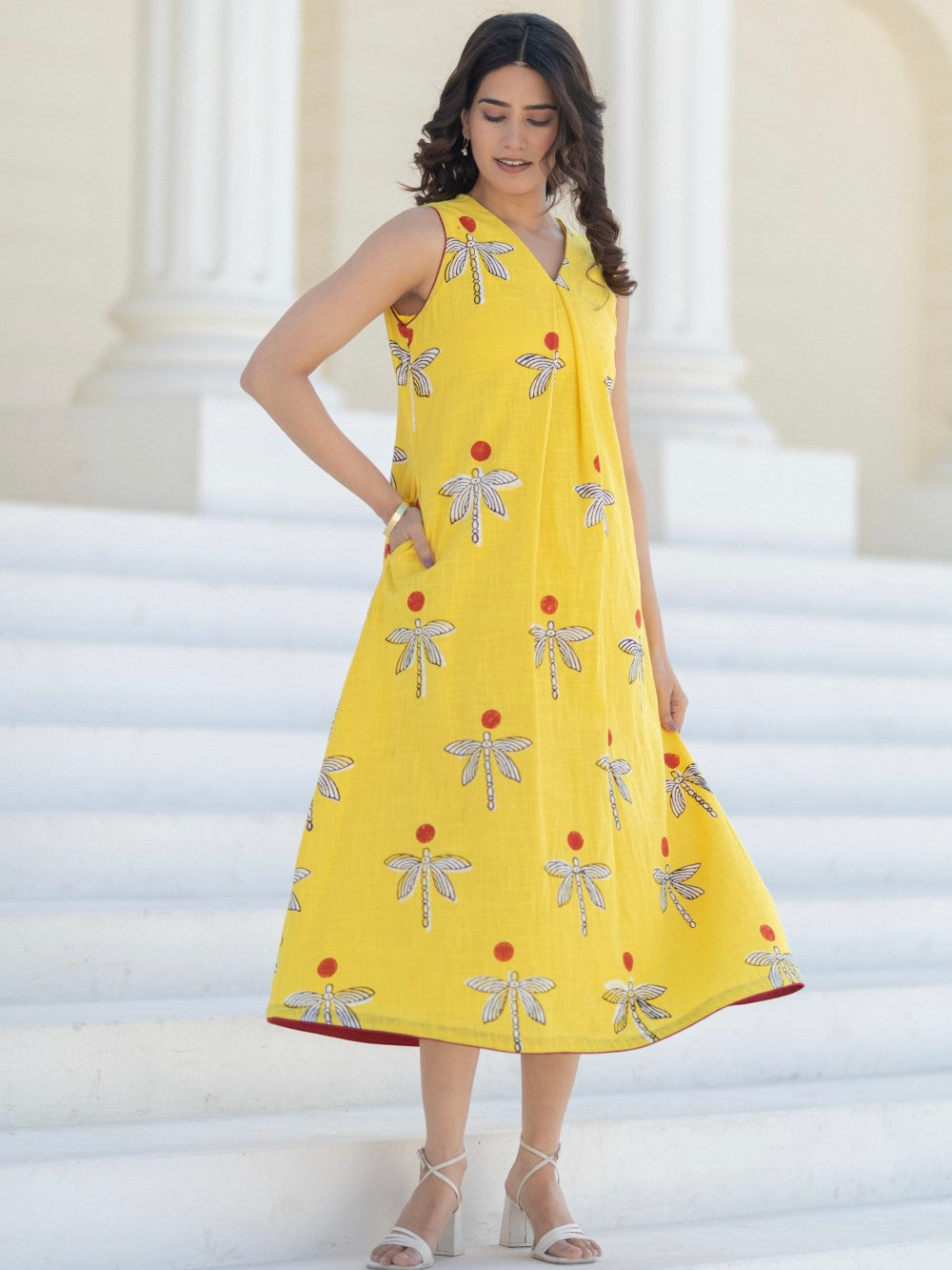 'Dragonfly Dreams' Hand Block Printed Cotton Dress