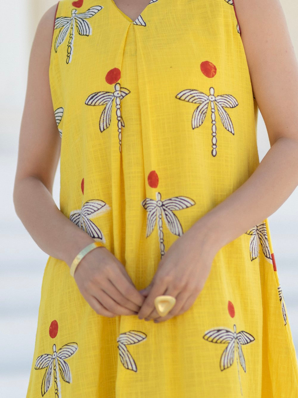 'Dragonfly Dreams' Hand Block Printed Cotton Dress
