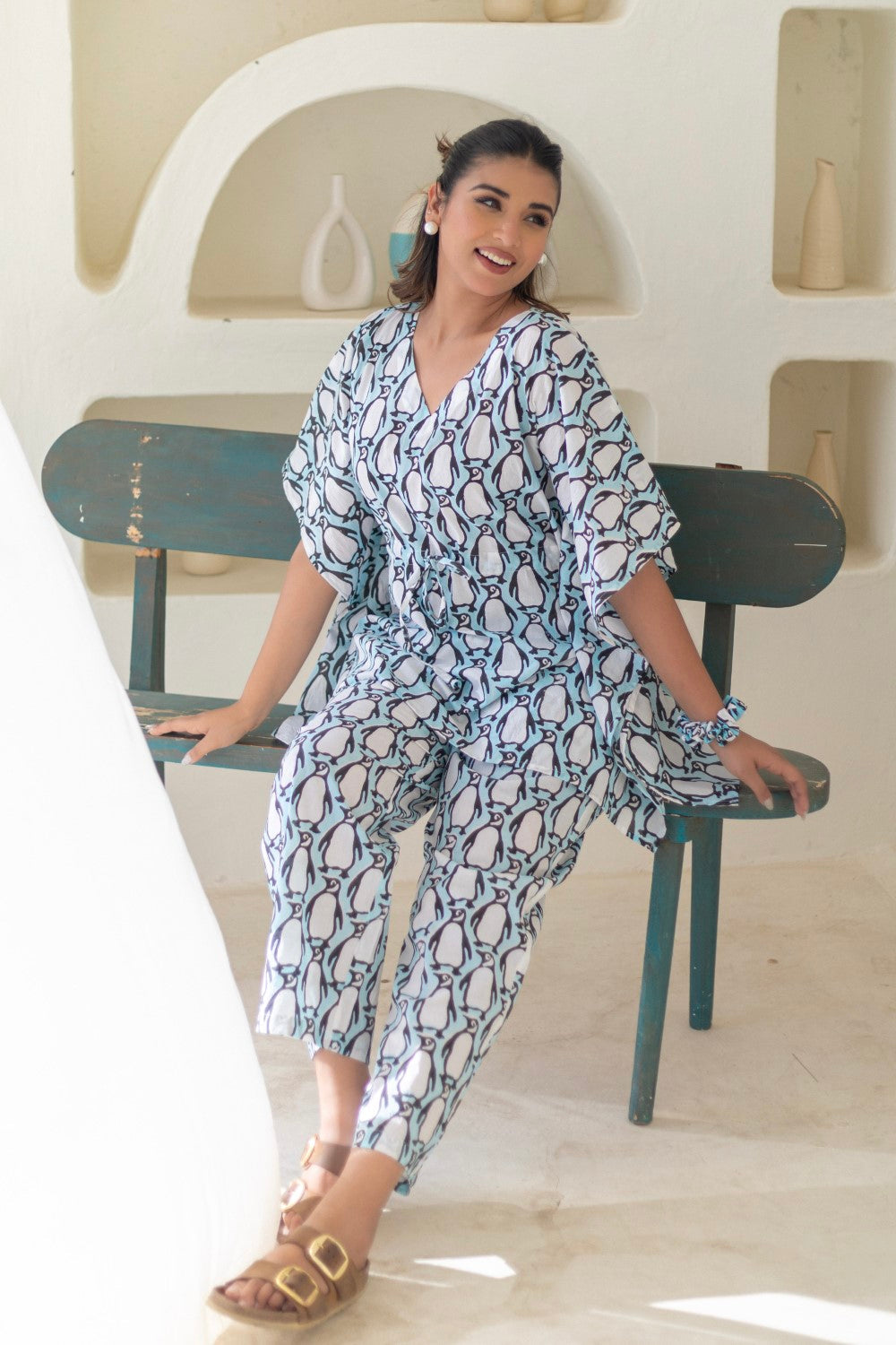 Sootisyahi 'Penguin Parade' Cotton Kaftan Set