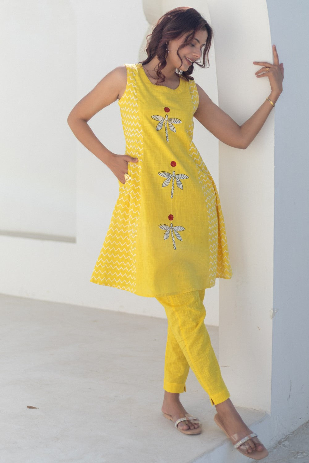“Dragonfly Sunshine” Handblock Printed Cotton Co-Ord Set