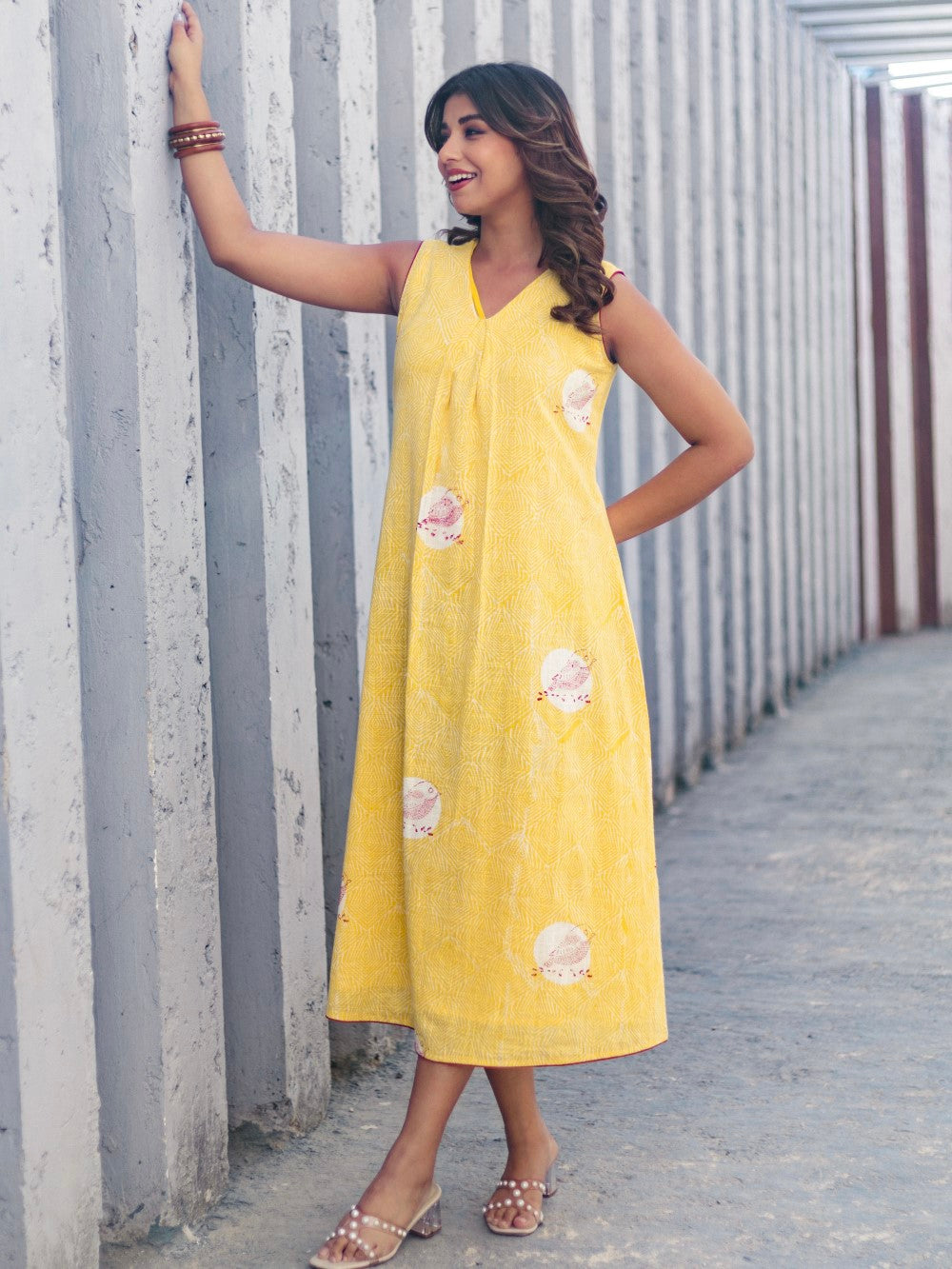 Bird Whispers ' Hand Block Printed Cotton Dress