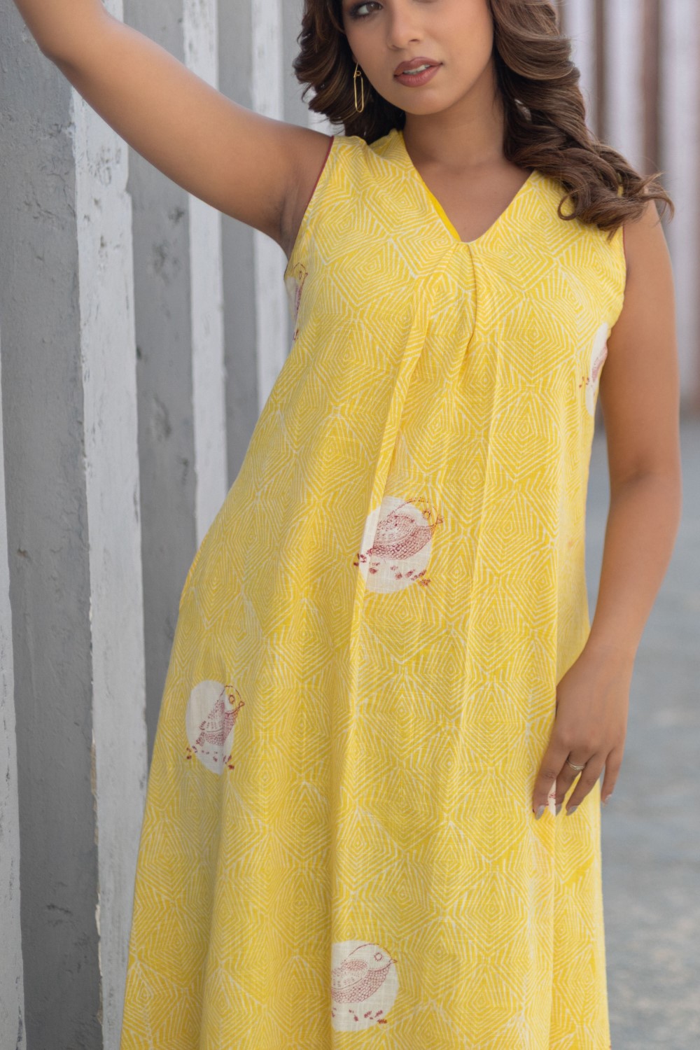 Bird Whispers ' Hand Block Printed Cotton Dress