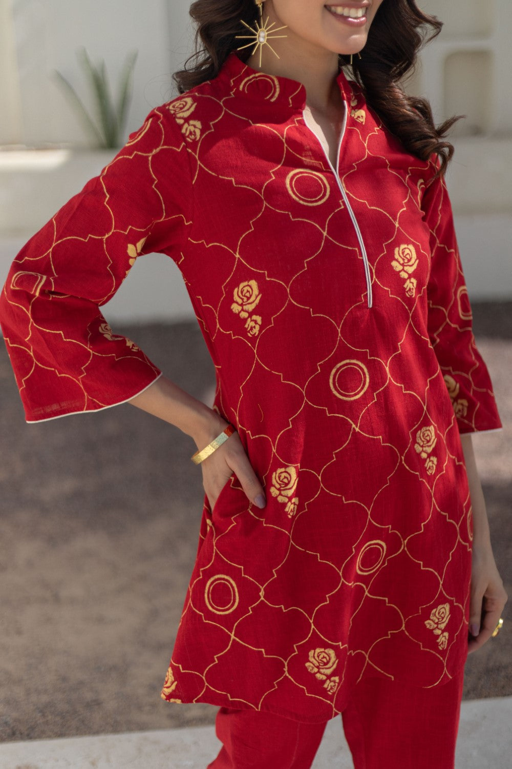 Rose Tapestry' Hand Block Printed Cotton Dress