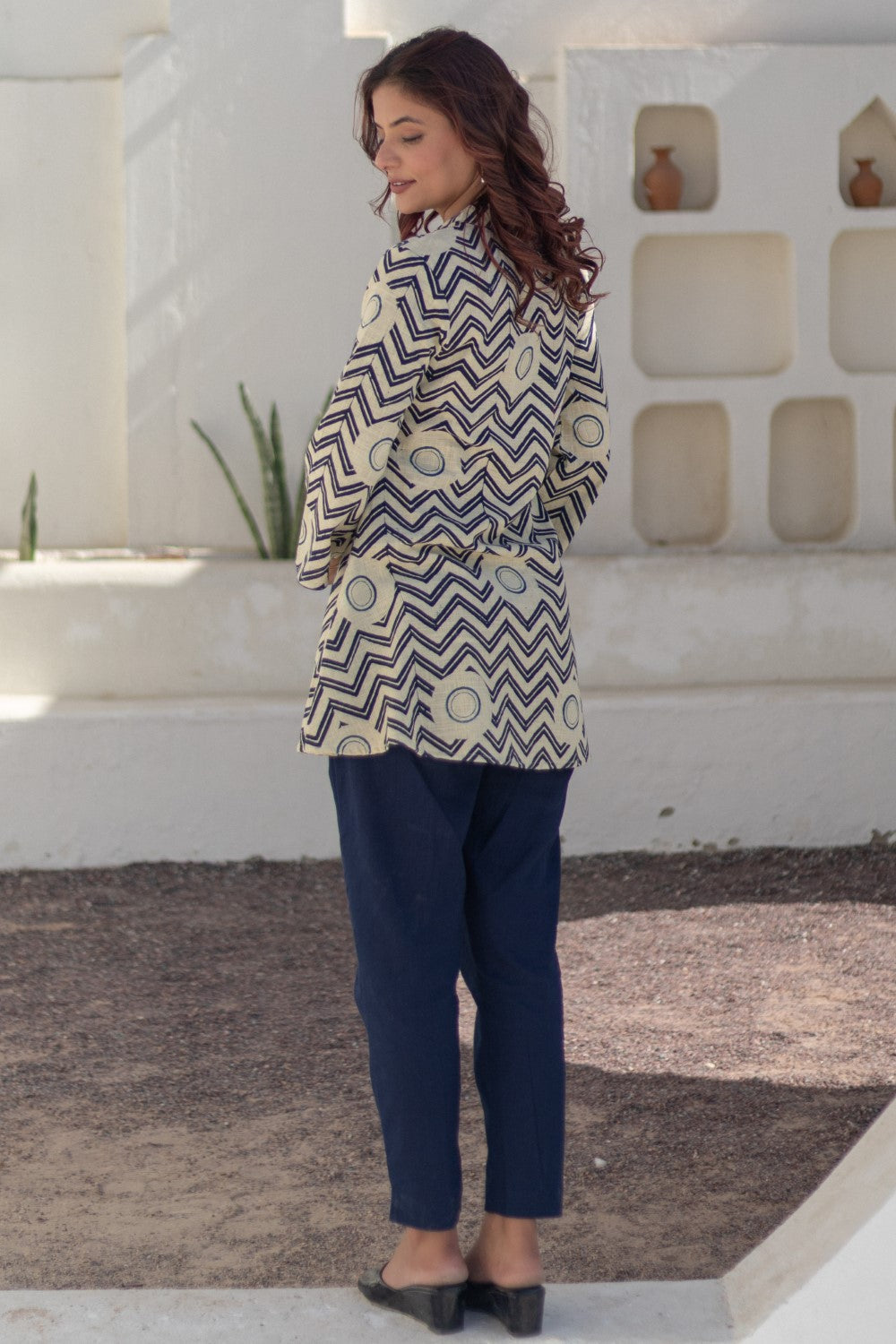 Chevron Sunset' Hand Block Printed Cotton Dress