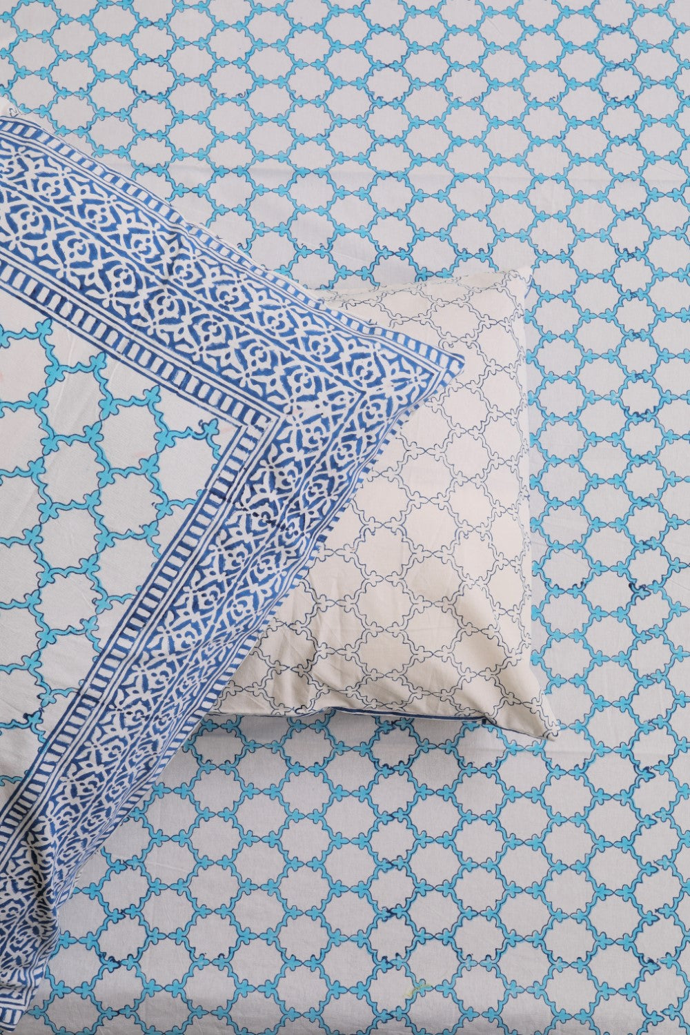 Sootisyahi 'Basanti Leher' Handblock Printed Cotton Bedsheet