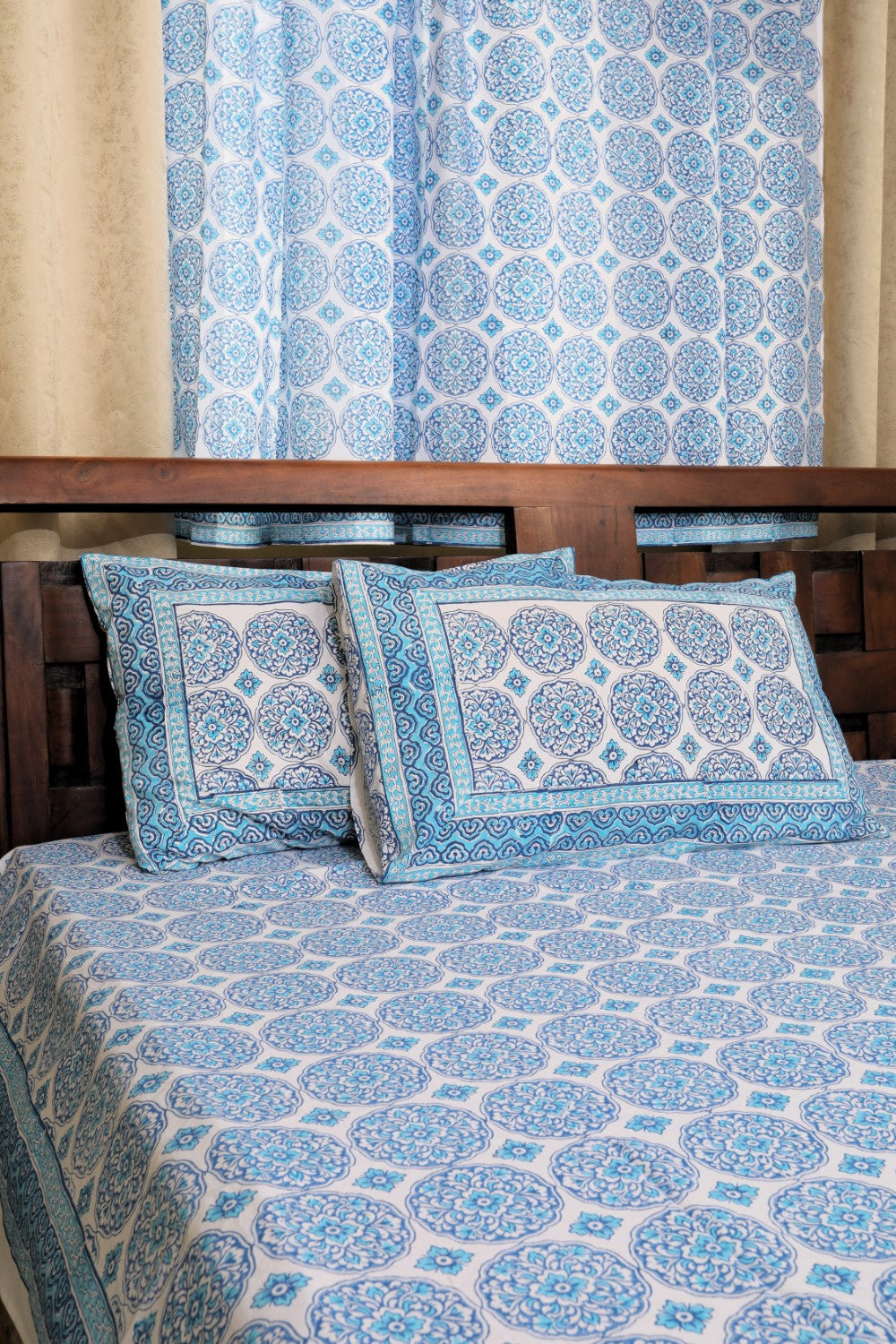 Sootisyahi 'Indigo Jaal' Handblock Printed Cotton Bedsheet