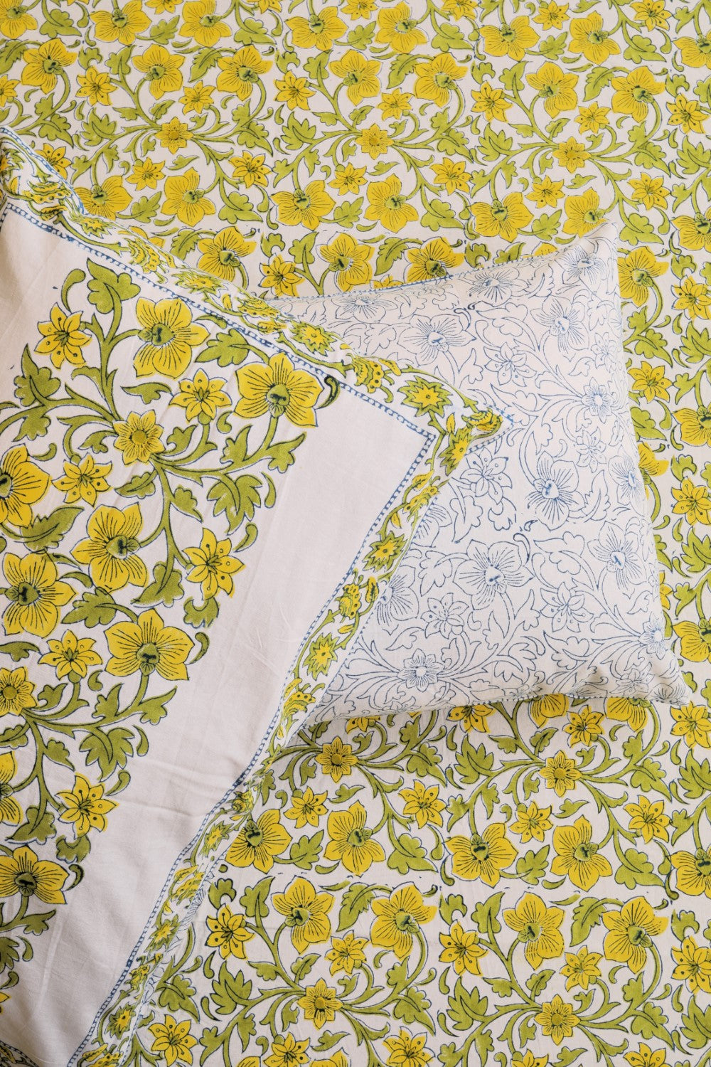 Sootisyahi 'Kesari Gulnaar' Handblock Printed Cotton Bedsheet