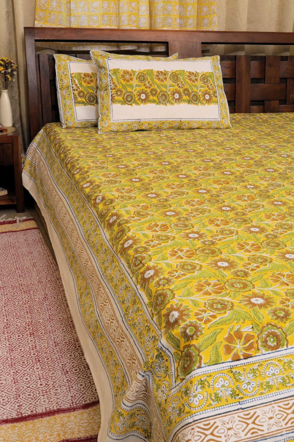 Sootisyahi 'Zaitoon Jaal' Handblock Printed Cotton Bedsheet