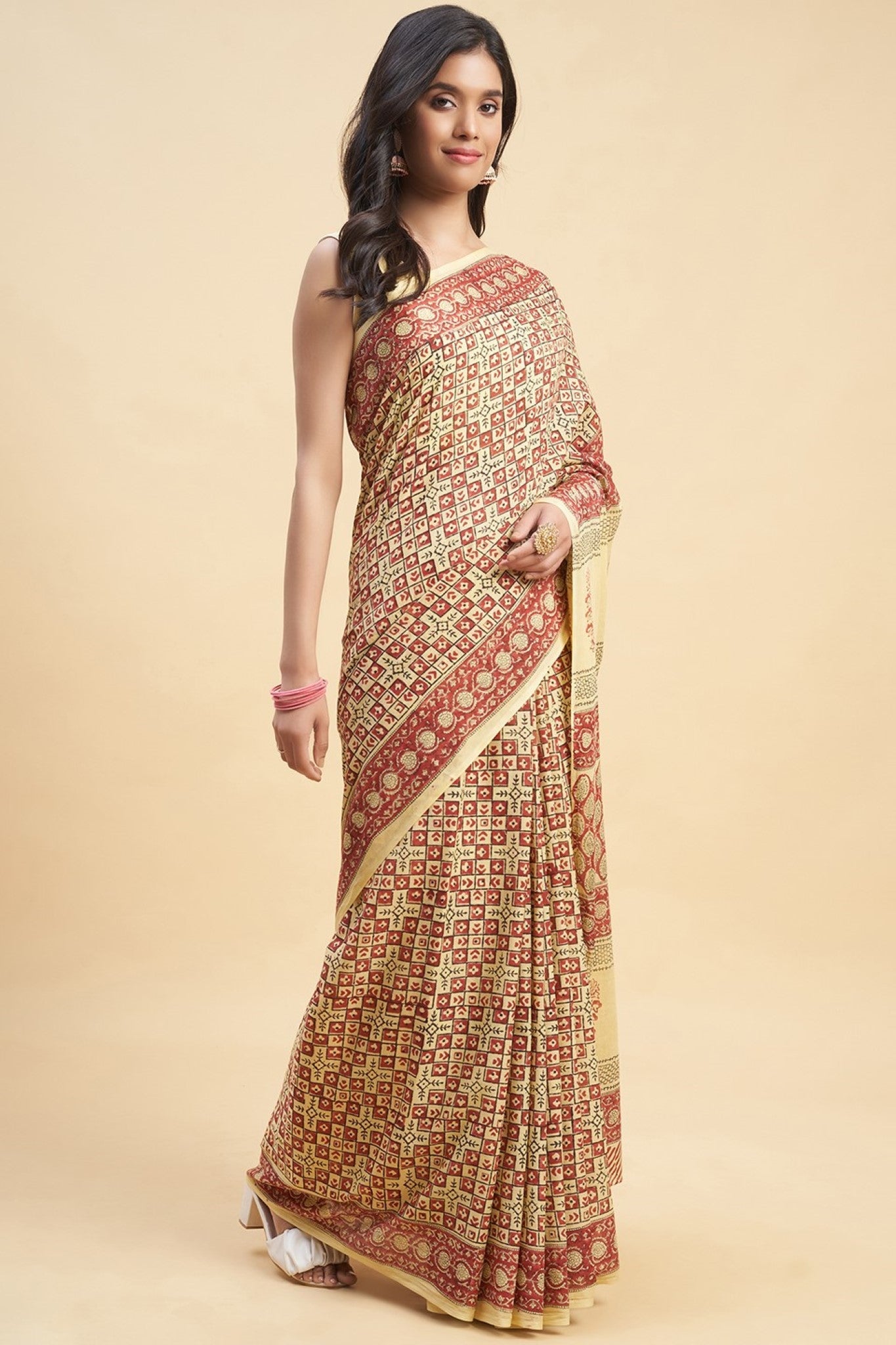 "Arabica" HANDBLOCK PRINT MUL COTTON SAREE - SootiSyahi