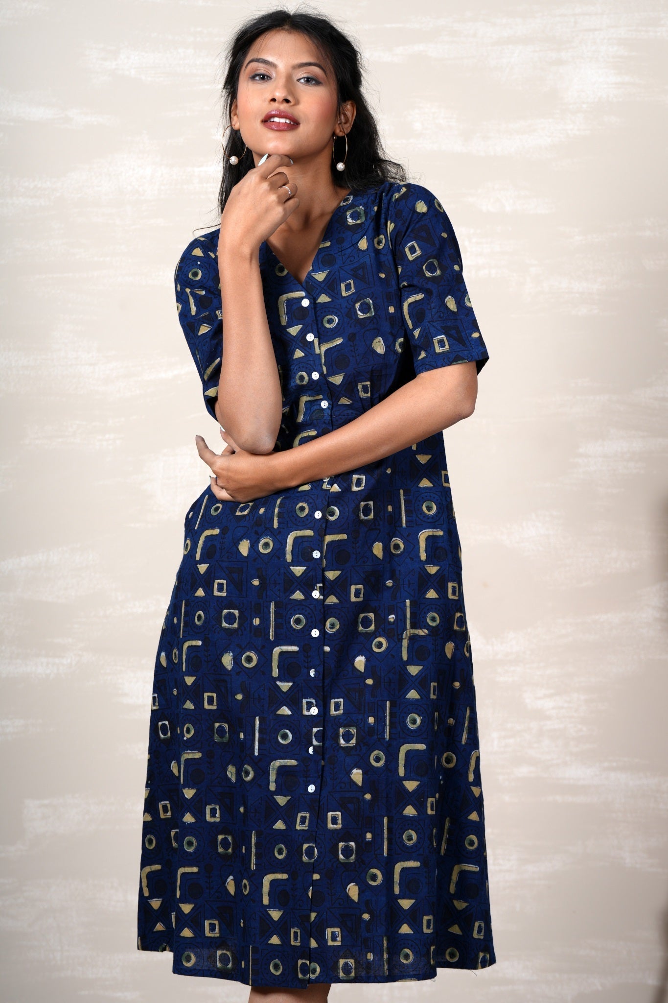 Ariel Hand Block Printed Dress - SootiSyahi