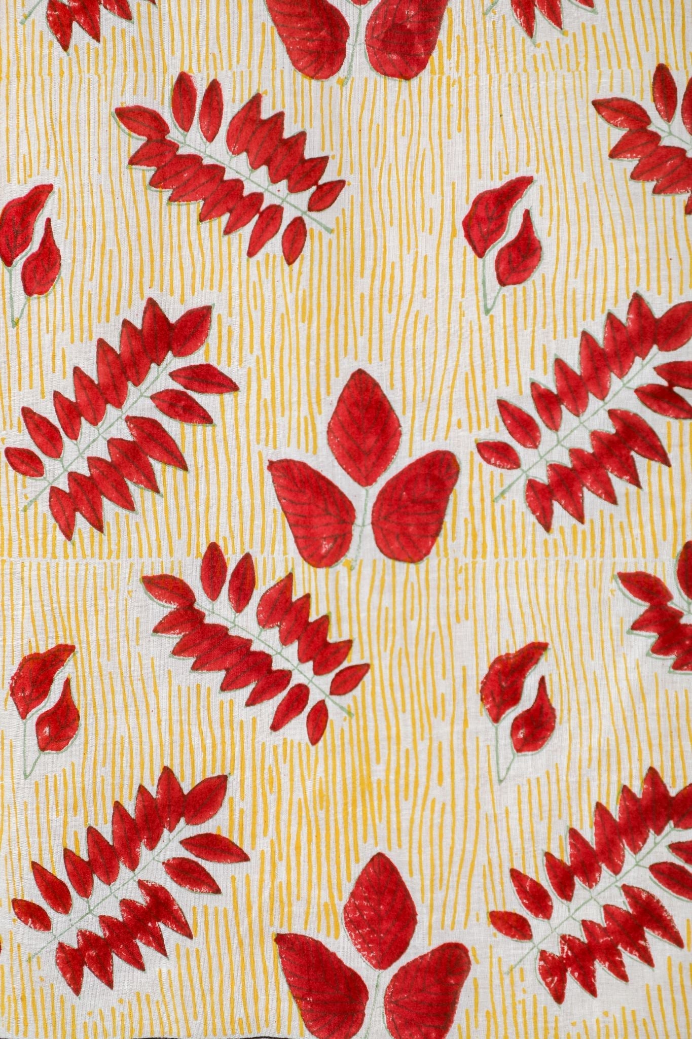 'Glow of Autum' Handblock Printed Cotton Window Curtain - SootiSyahi