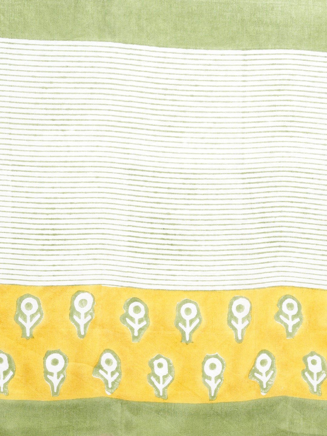 "Mandevilla Yellow" HANDBLOCK PRINT MUL COTTON SAREE - SootiSyahi
