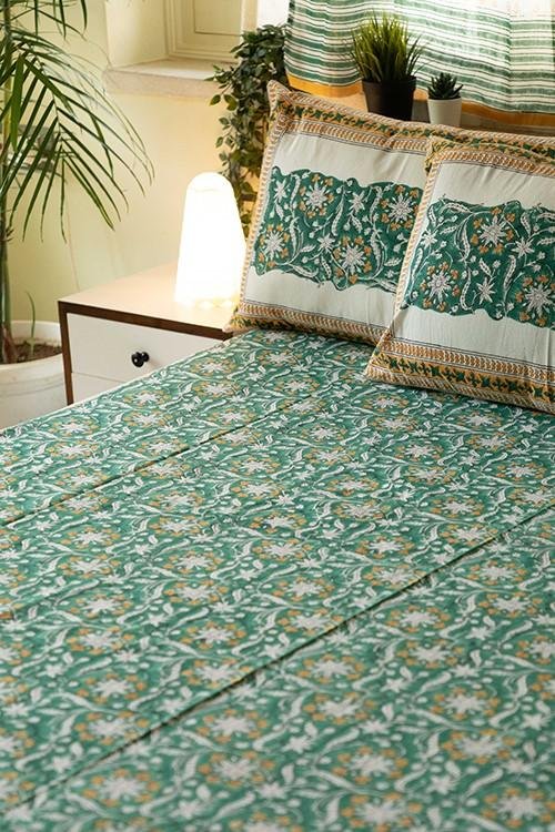 Sootisyahi 'Bahar-e-Baag' Handblock Printed Cotton Bedsheet - SootiSyahi