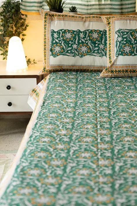 Sootisyahi 'Bahar-e-Baag' Handblock Printed Cotton Bedsheet - SootiSyahi