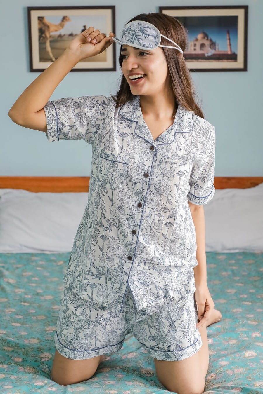 Sootisyahi 'Cozy at Jungle ' Azofree Handblock Printed Pure Cotton Night Suit - SootiSyahi