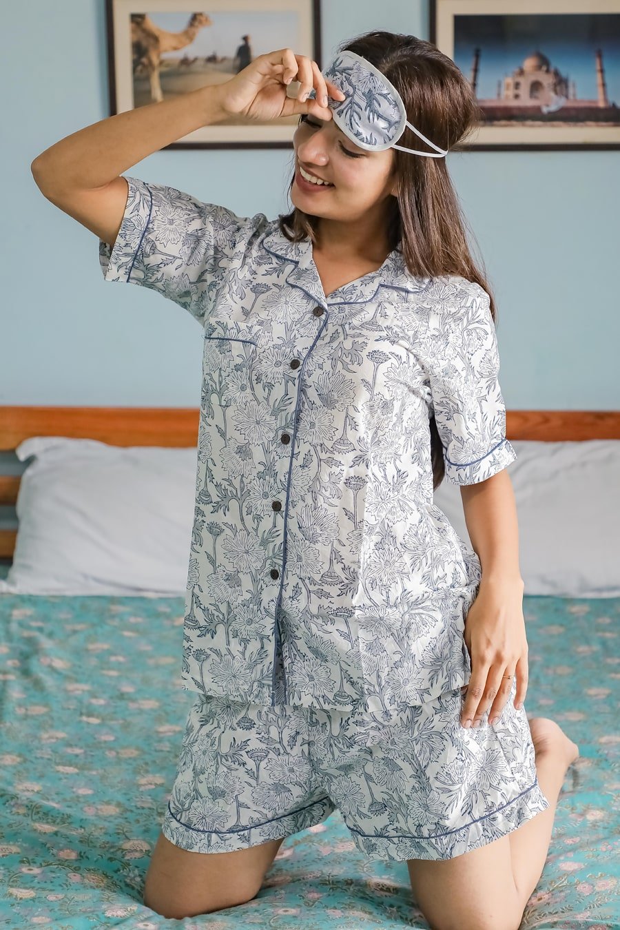 Sootisyahi 'Cozy at Jungle ' Azofree Handblock Printed Pure Cotton Night Suit - SootiSyahi