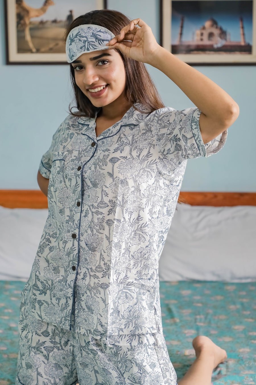 Sootisyahi 'Cozy at Jungle ' Azofree Handblock Printed Pure Cotton Night Suit - SootiSyahi