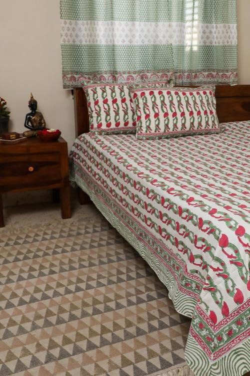 Sootisyahi 'Dream of Plums' Handblock Printed Cotton Bedsheet - SootiSyahi