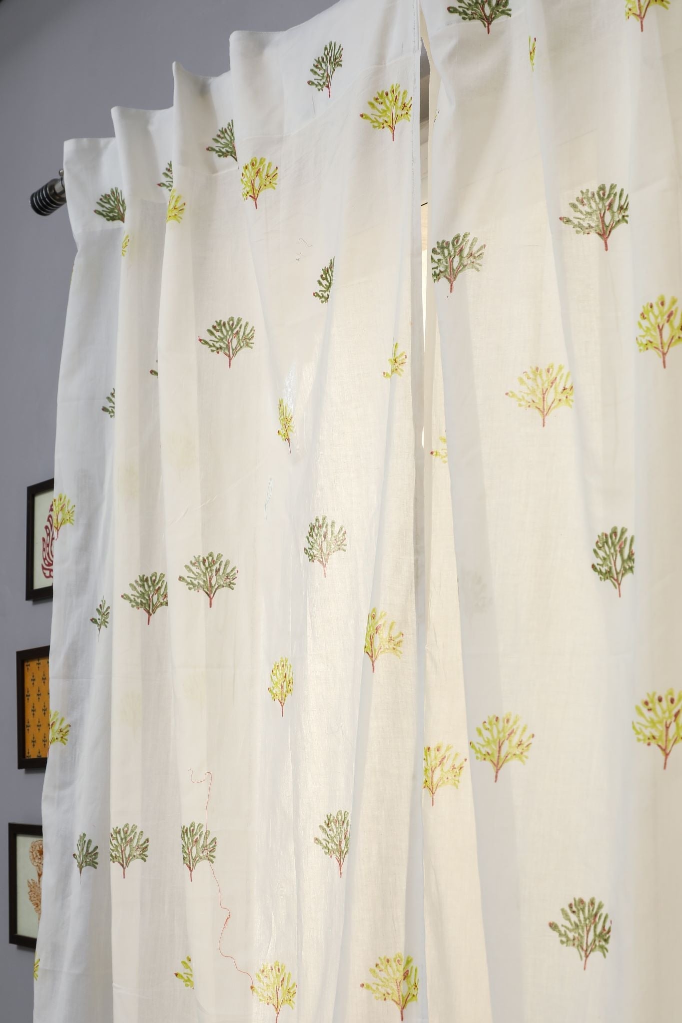 SootiSyahi 'Envy Zinnia' Handblock Printed Cotton Door Curtain - SootiSyahi