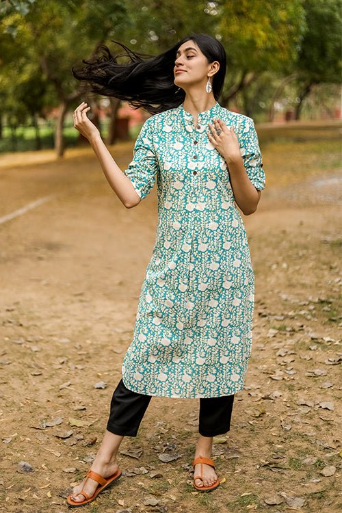 cotton kurti dress Designer Cotton Kurti and Flared Palazzo Outfit for Women