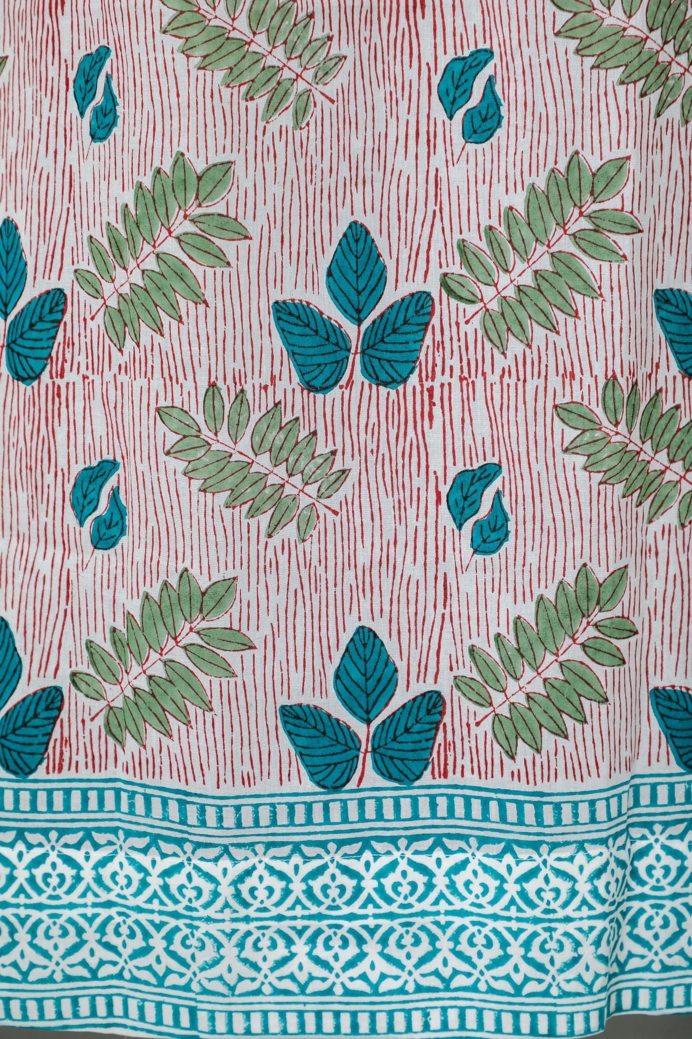 SootiSyahi 'Glow of Garden' Handblock Printed Cotton Door Curtain - SootiSyahi