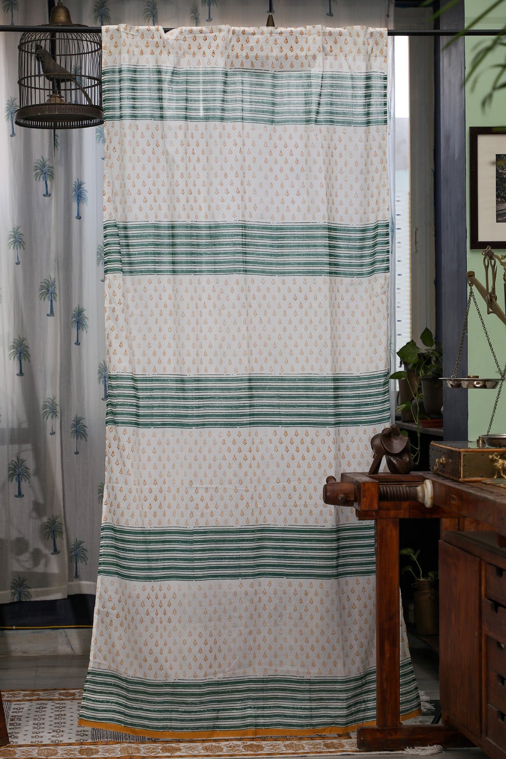SootiSyahi 'Good Vibes' Handblock Printed Cotton Door Curatin - SootiSyahi