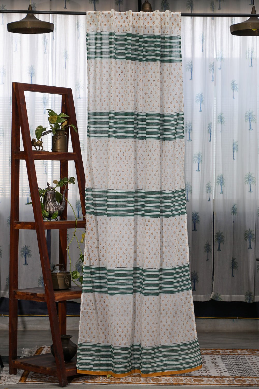 SootiSyahi 'Good Vibes' Handblock Printed Cotton Door Curatin - SootiSyahi