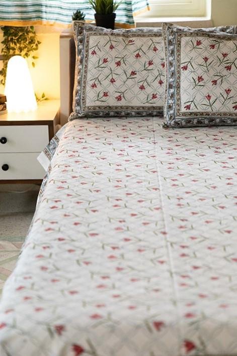 Sootisyahi 'Lily Liberty' Handblock Printed Cotton Bedsheet - SootiSyahi