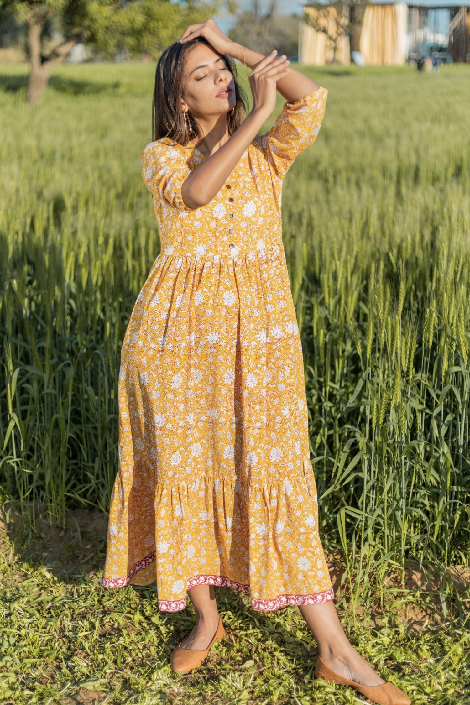 Sootisyahi 'Little Bit Sunshine' Azofree Handblock Printed Pure Cotton