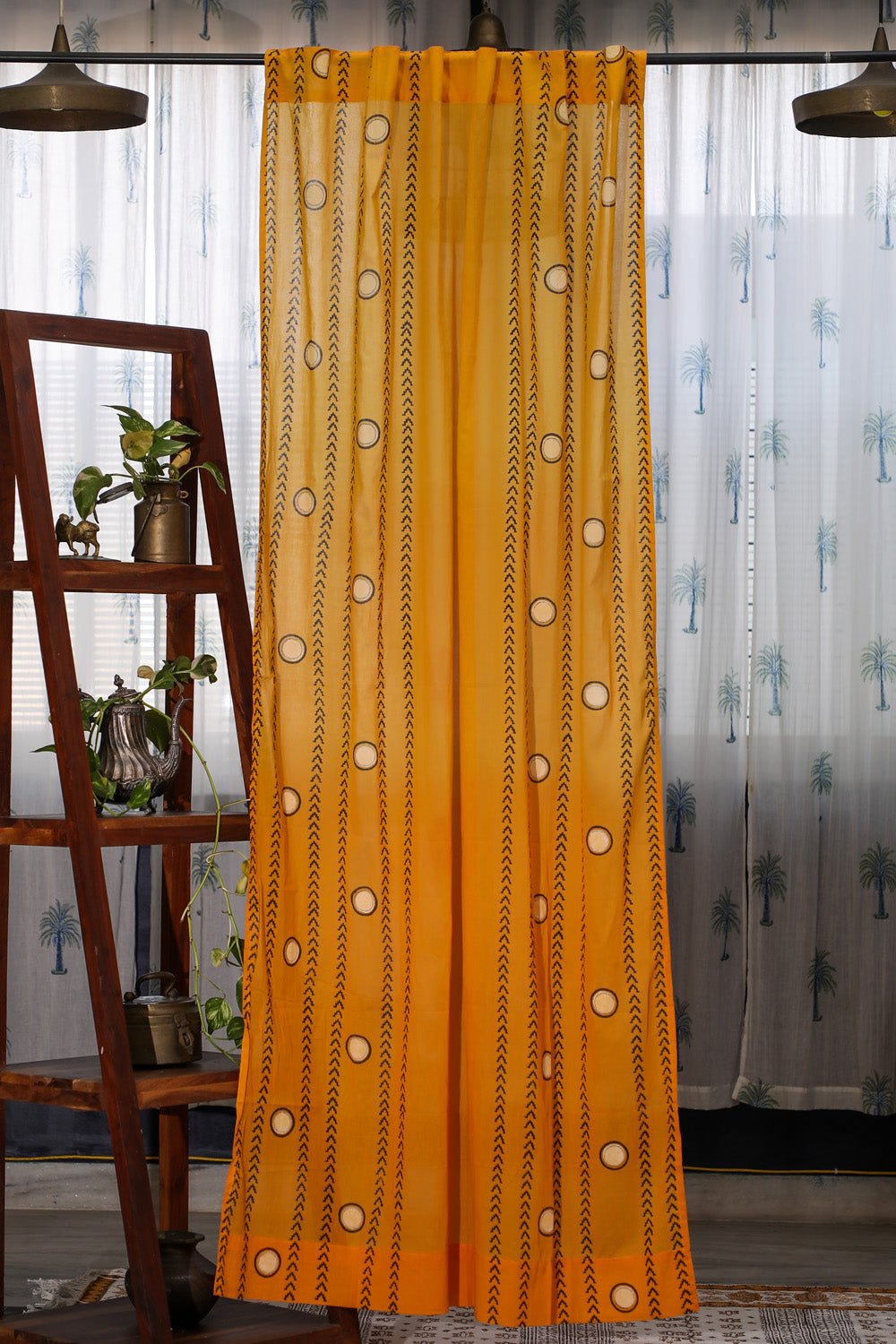 SootiSyahi 'Pastel Polka' Handblock Printed Cotton Door Curatin - SootiSyahi