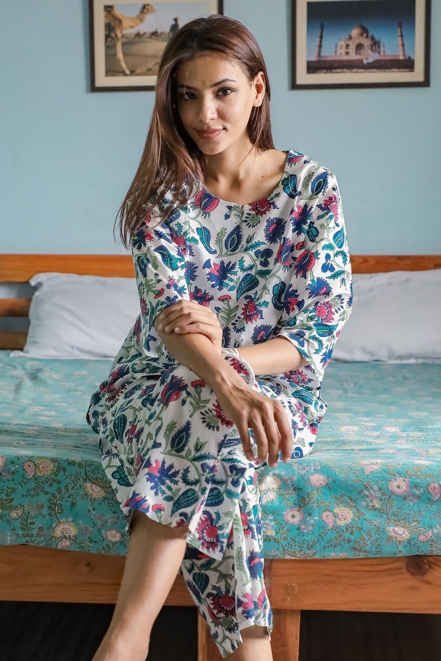 Sootisyahi 'Spring Whisper ' Azofree Handblock Printed Pure Cotton Night Suit - SootiSyahi