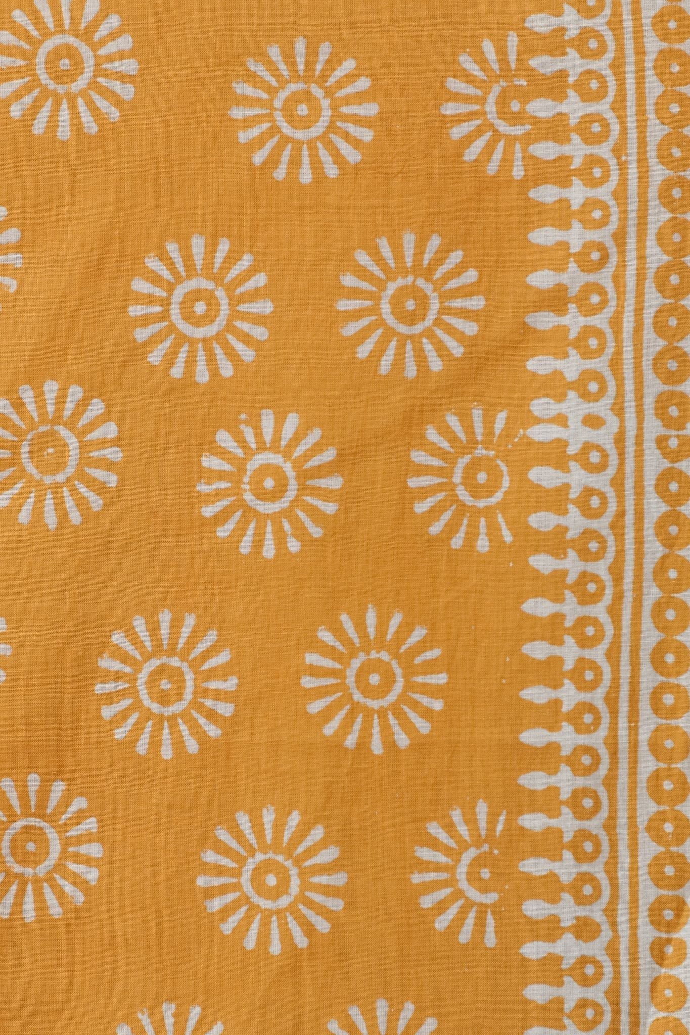 SootiSyahi 'Sunflowe' Handblock Printed Cotton Door Curtain - SootiSyahi