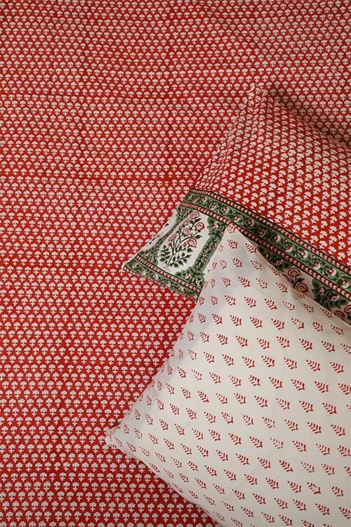 Sootisyahi 'Trumpet Creeper' Handblock Printed Cotton Bedsheet - SootiSyahi