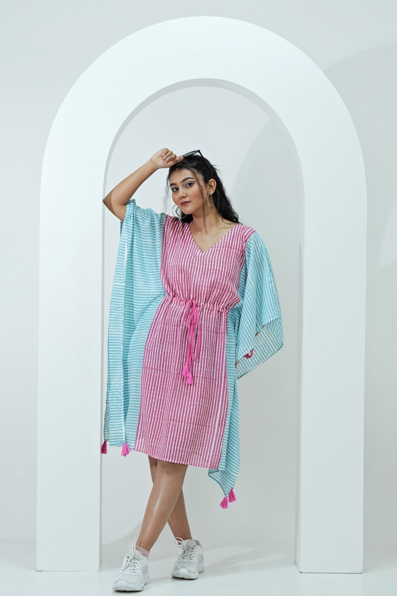 Sugarplum Hand Block Printed Kaftan - SootiSyahi