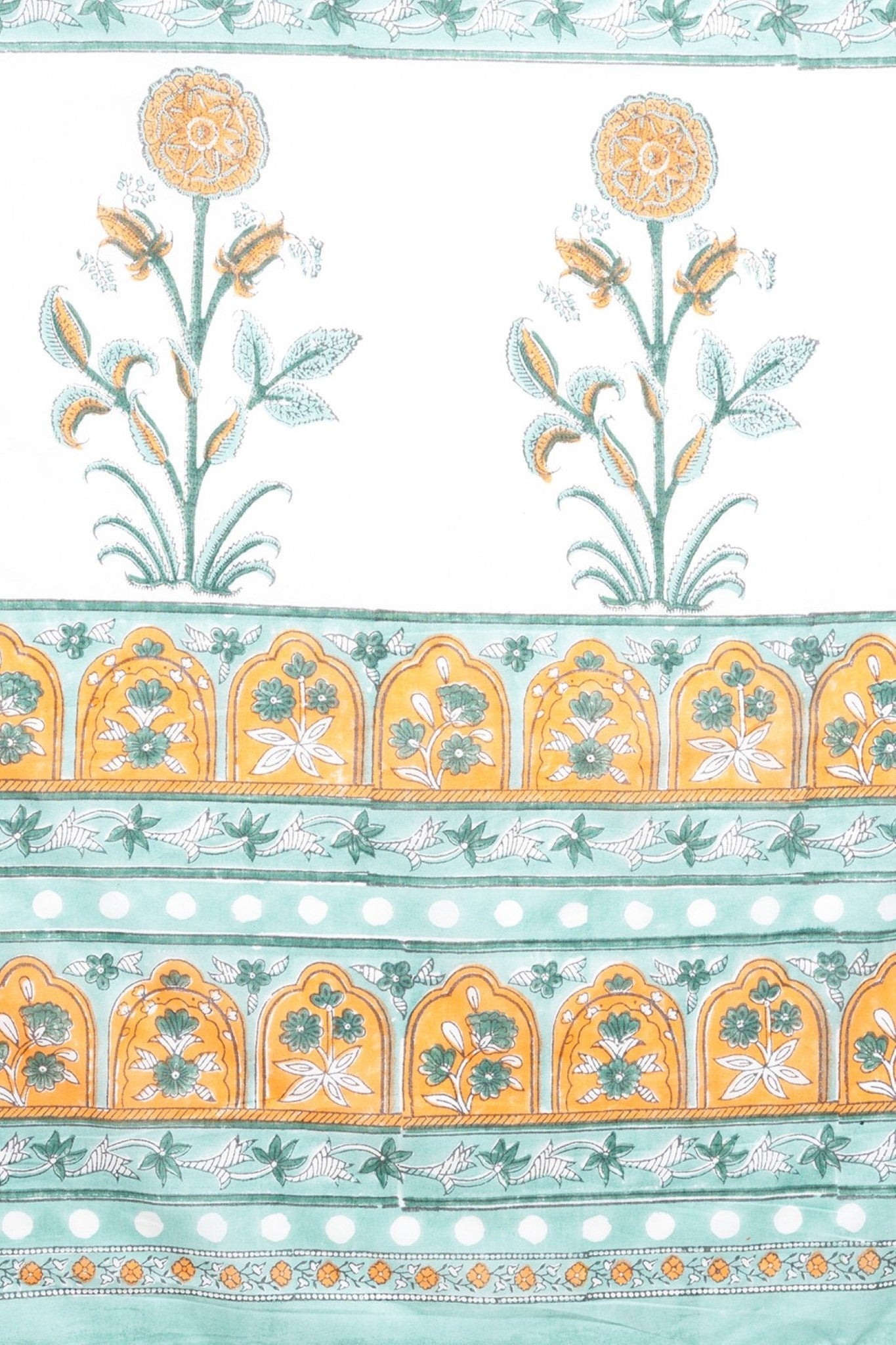 "Zinna Orange" HANDBLOCK PRINT MUL COTTON SAREE - SootiSyahi