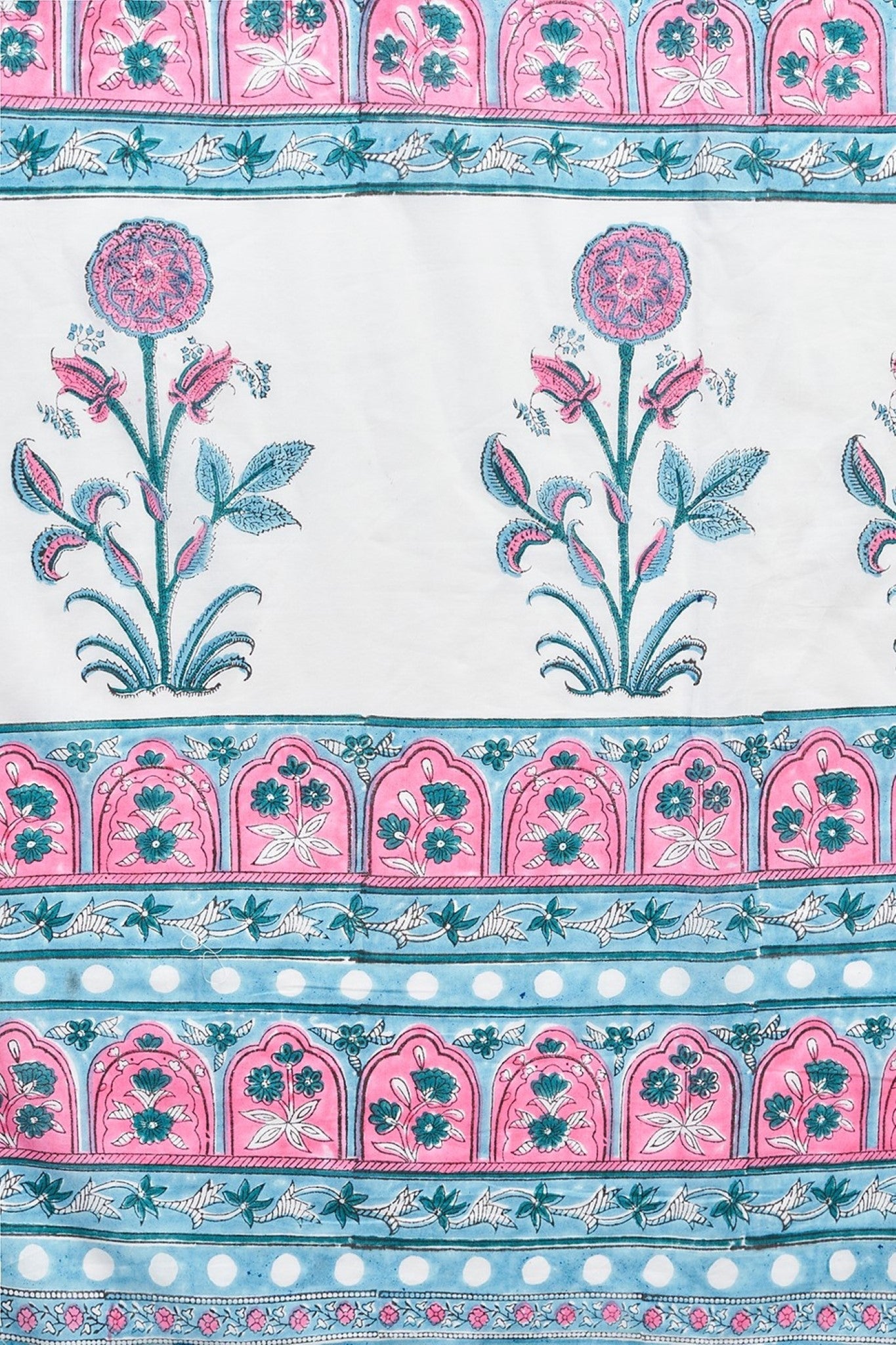 "Zinna Pink" HANDBLOCK PRINT MUL COTTON SAREE - SootiSyahi