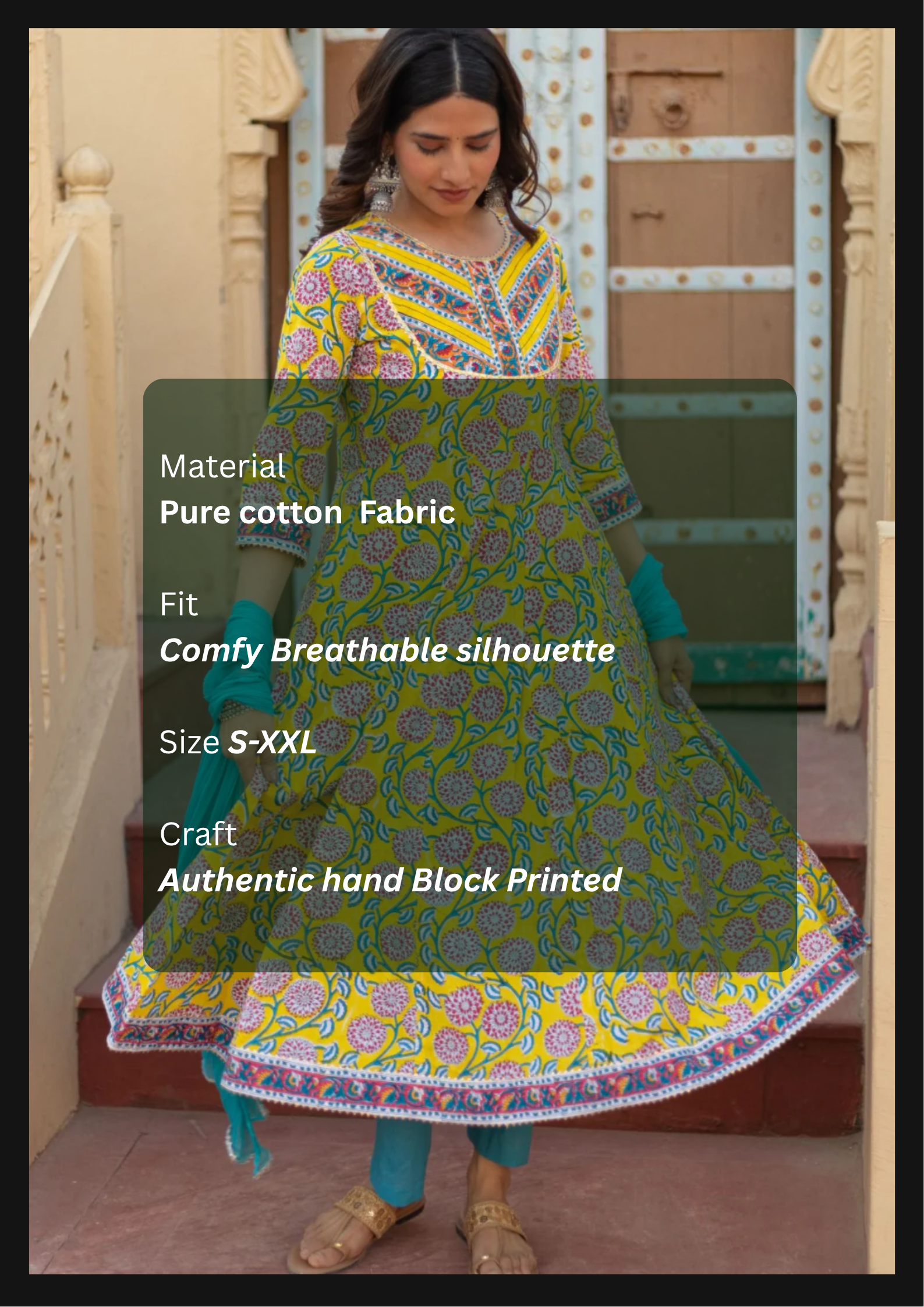 sootisyahi-“Golden Bloom” Hand Block Printed Cotton Suit Set