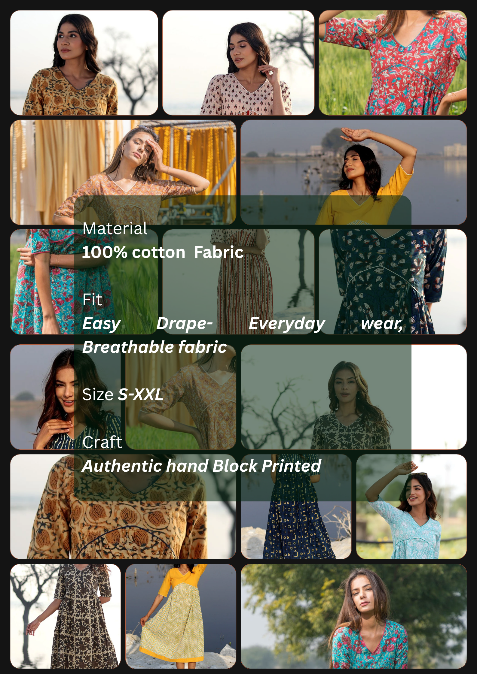 SootiSyahi 'Indigo Era' Block Printed Cotton Dress