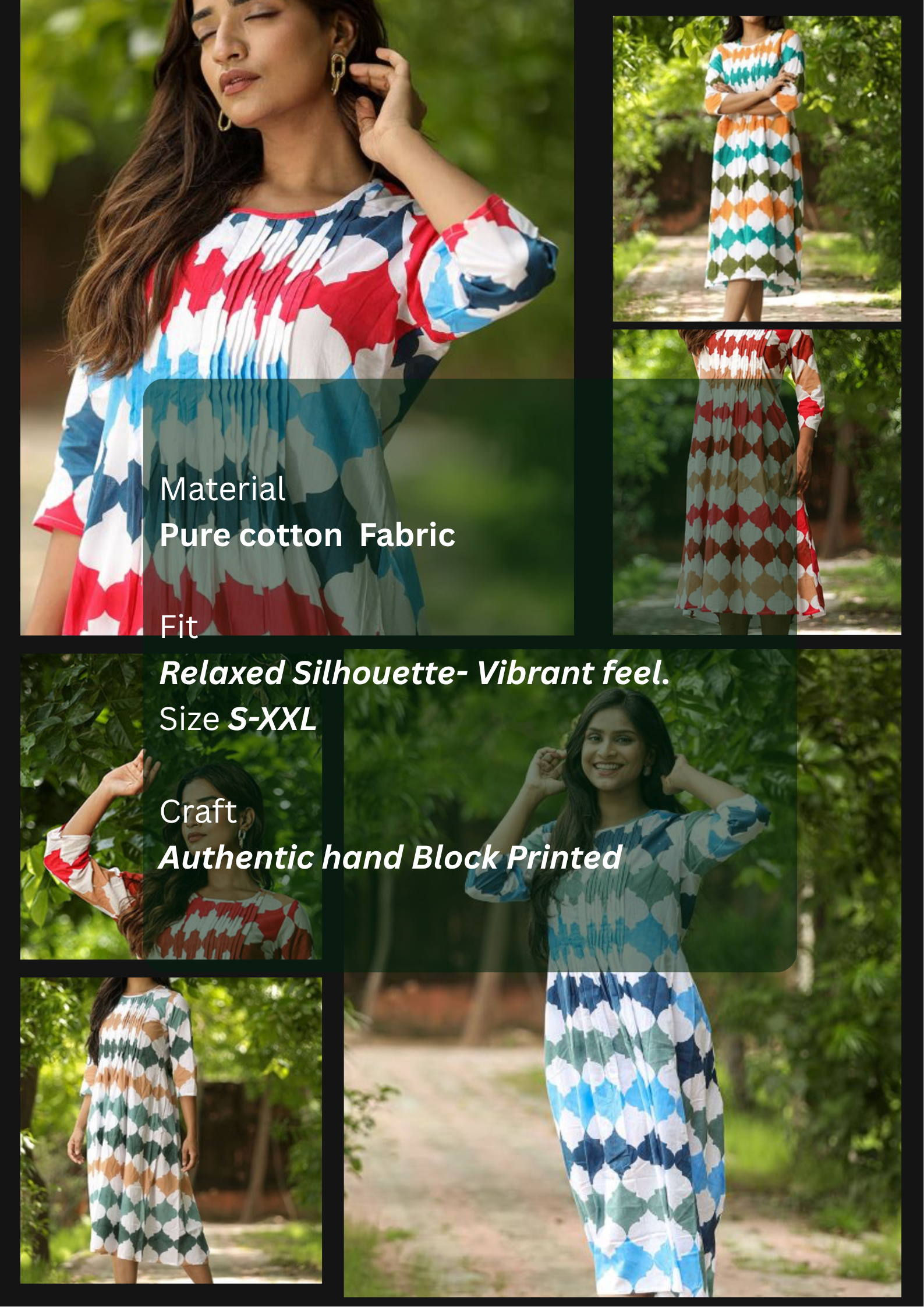 SootiSyahi 'Earthy Fall' Block Printed Cotton Dress