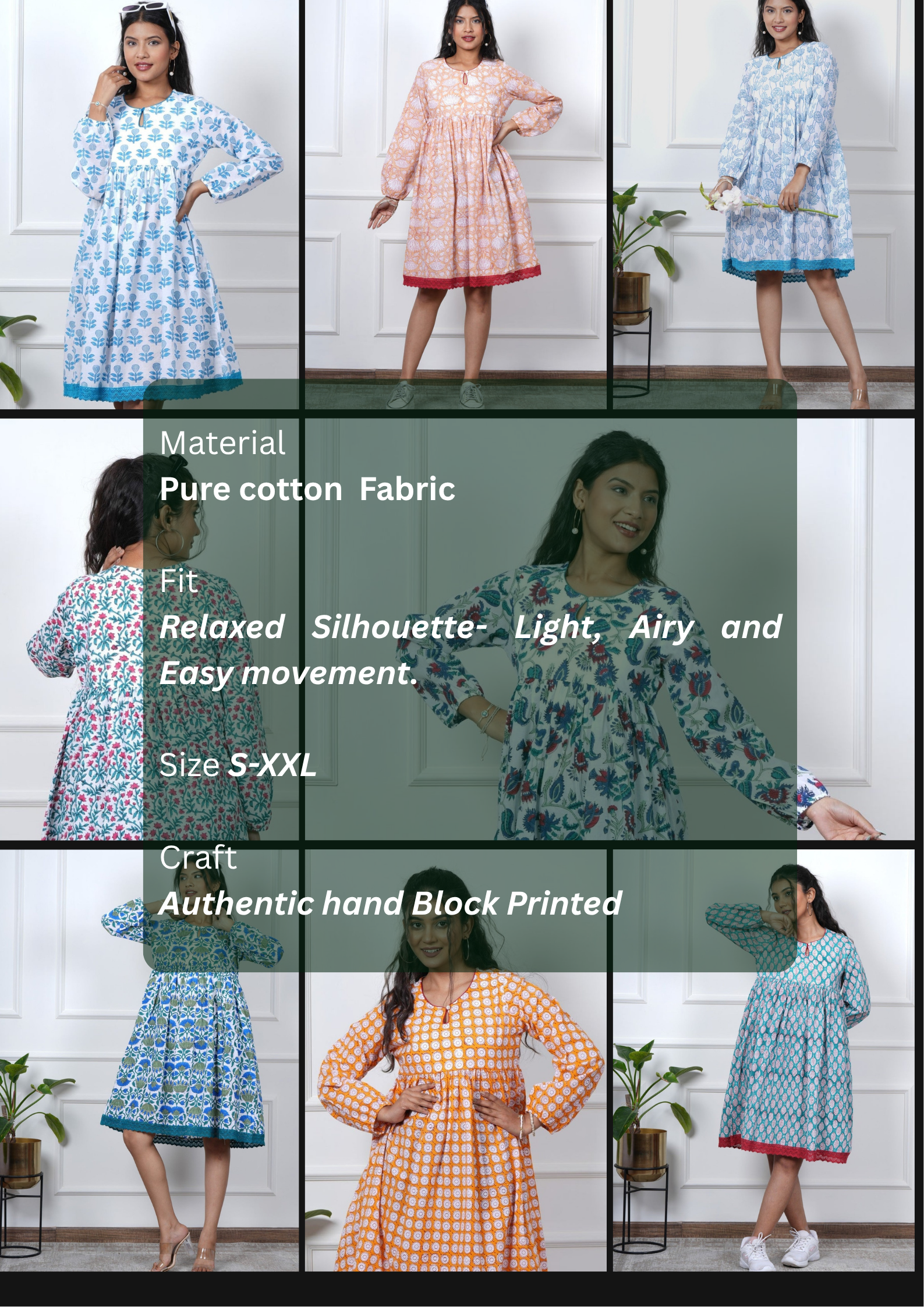 Aura Hand Block Printed Cotton Dress