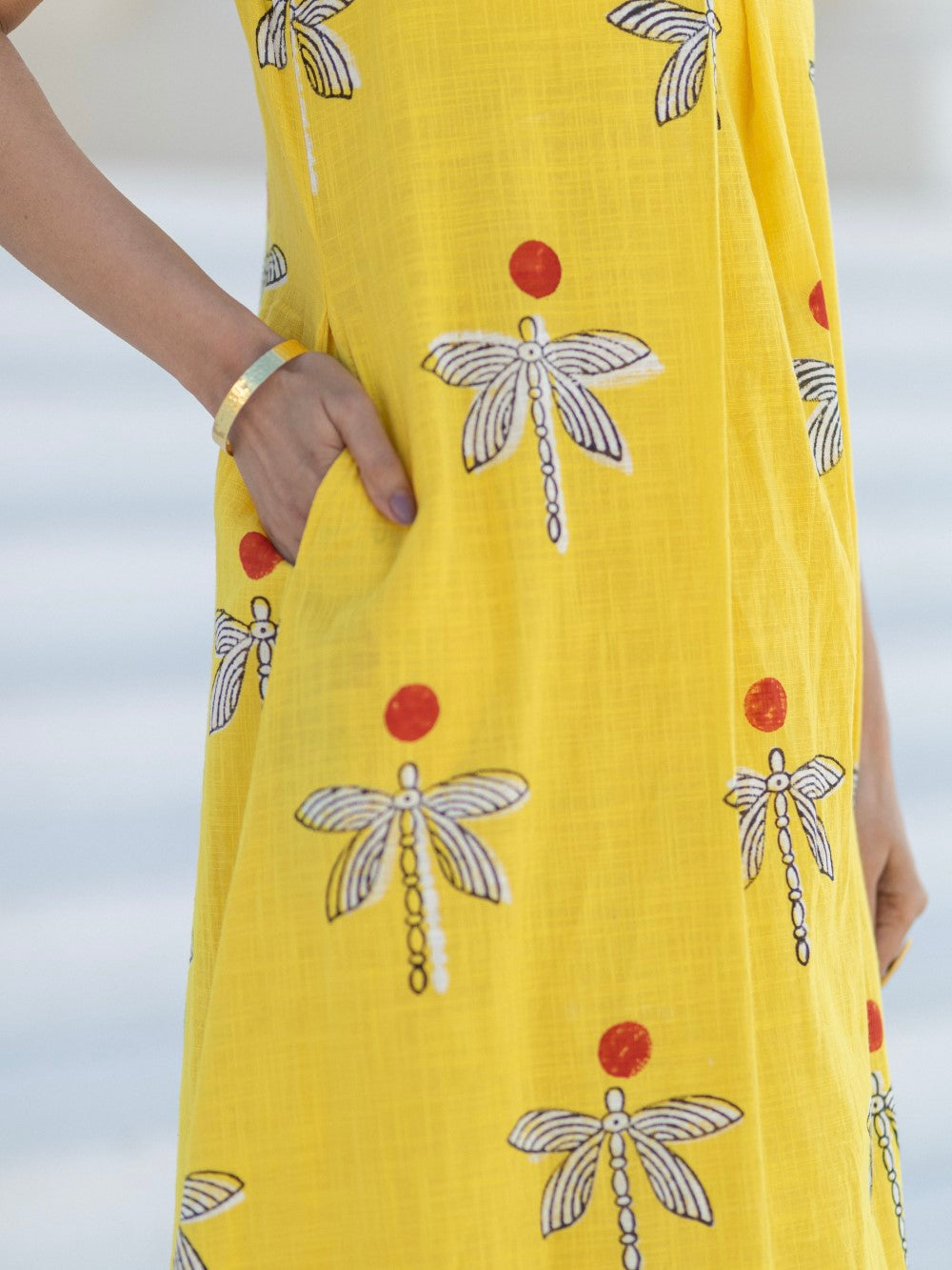 'Dragonfly Dreams' Hand Block Printed Cotton Dress
