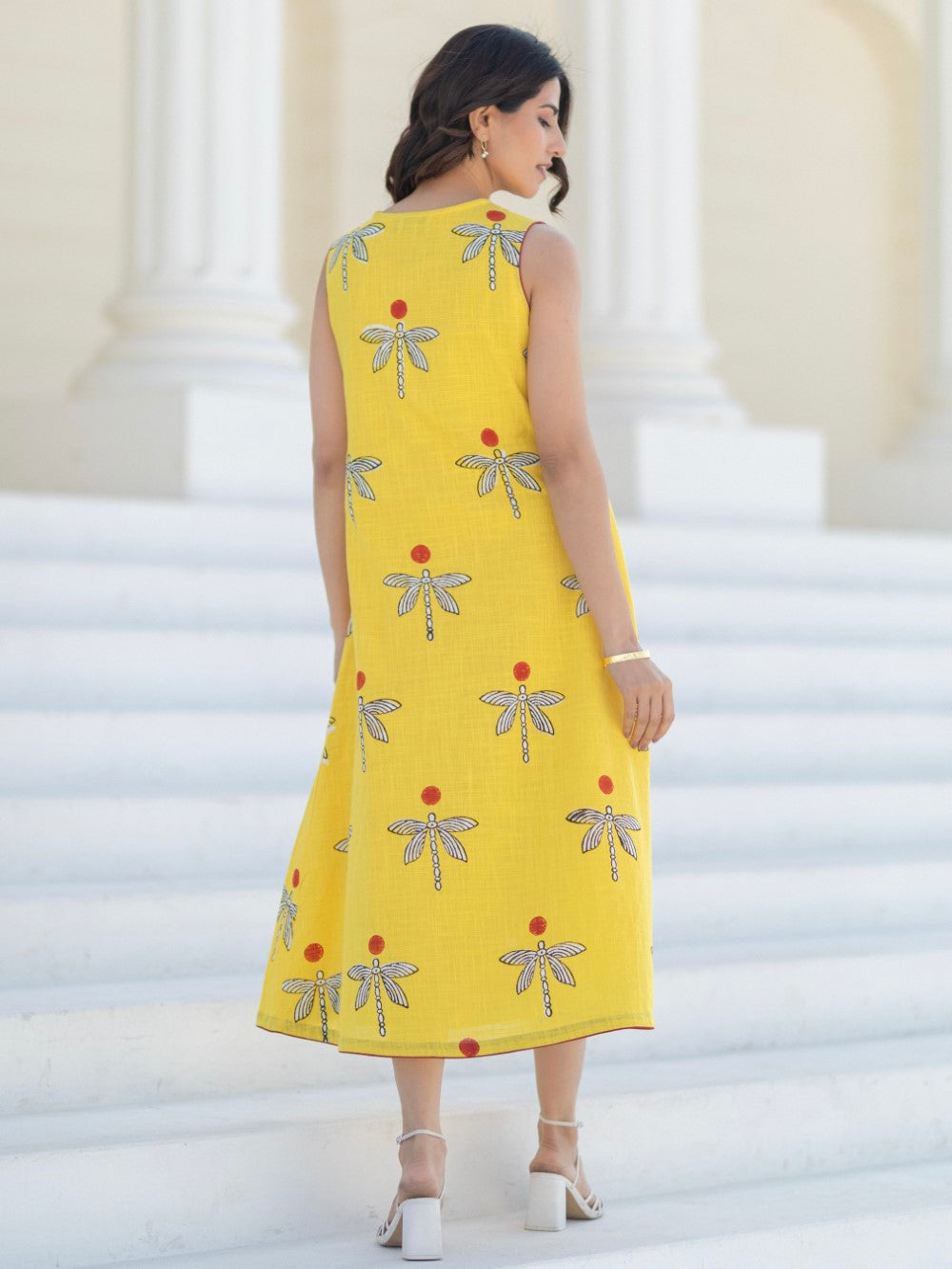 'Dragonfly Dreams' Hand Block Printed Cotton Dress