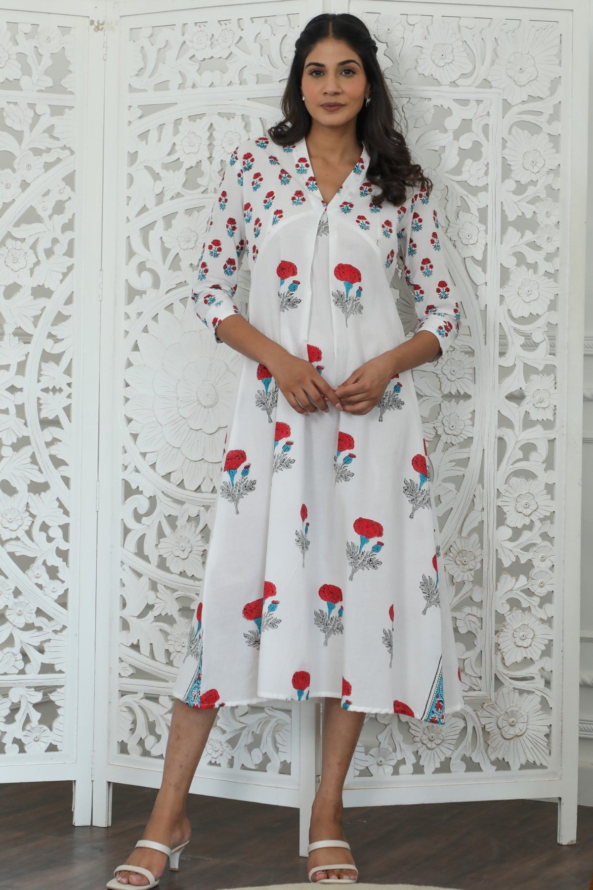 Sootisyahi ' Petunia belly ' Azofree Handblock Printed Pure Cotton Dre