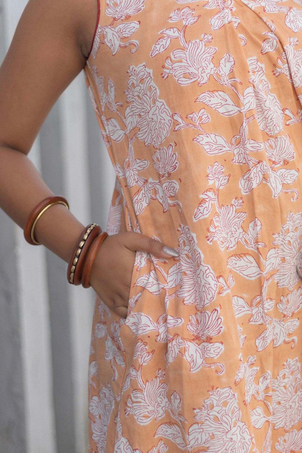 Ditsy Floral' Hand Block Printed Cotton Dress