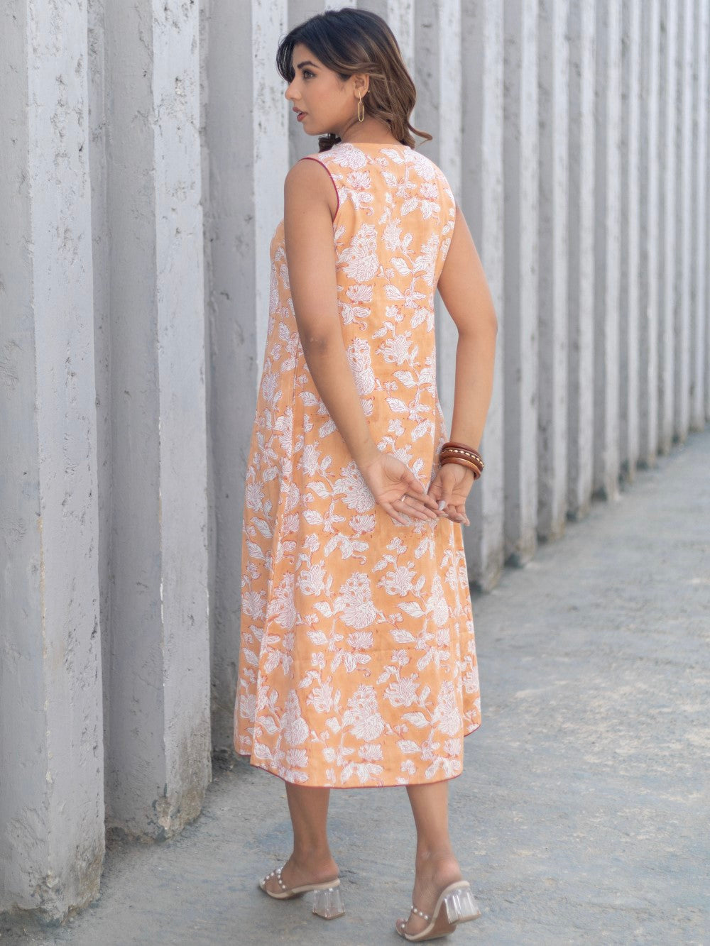 Ditsy Floral' Hand Block Printed Cotton Dress