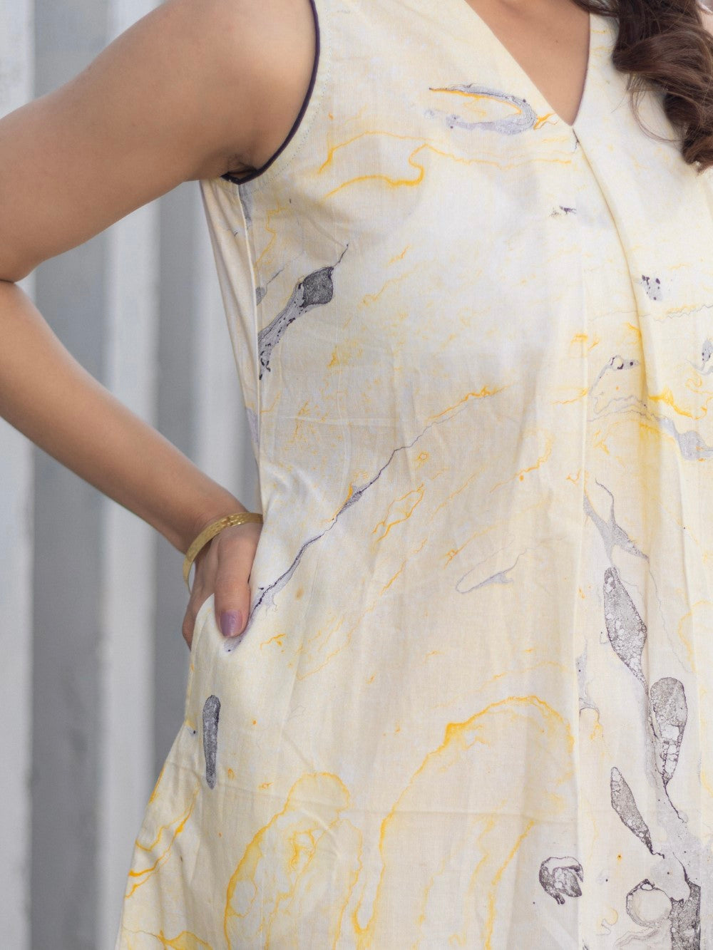 Marble Muse' Hand Block Printed Cotton Dress