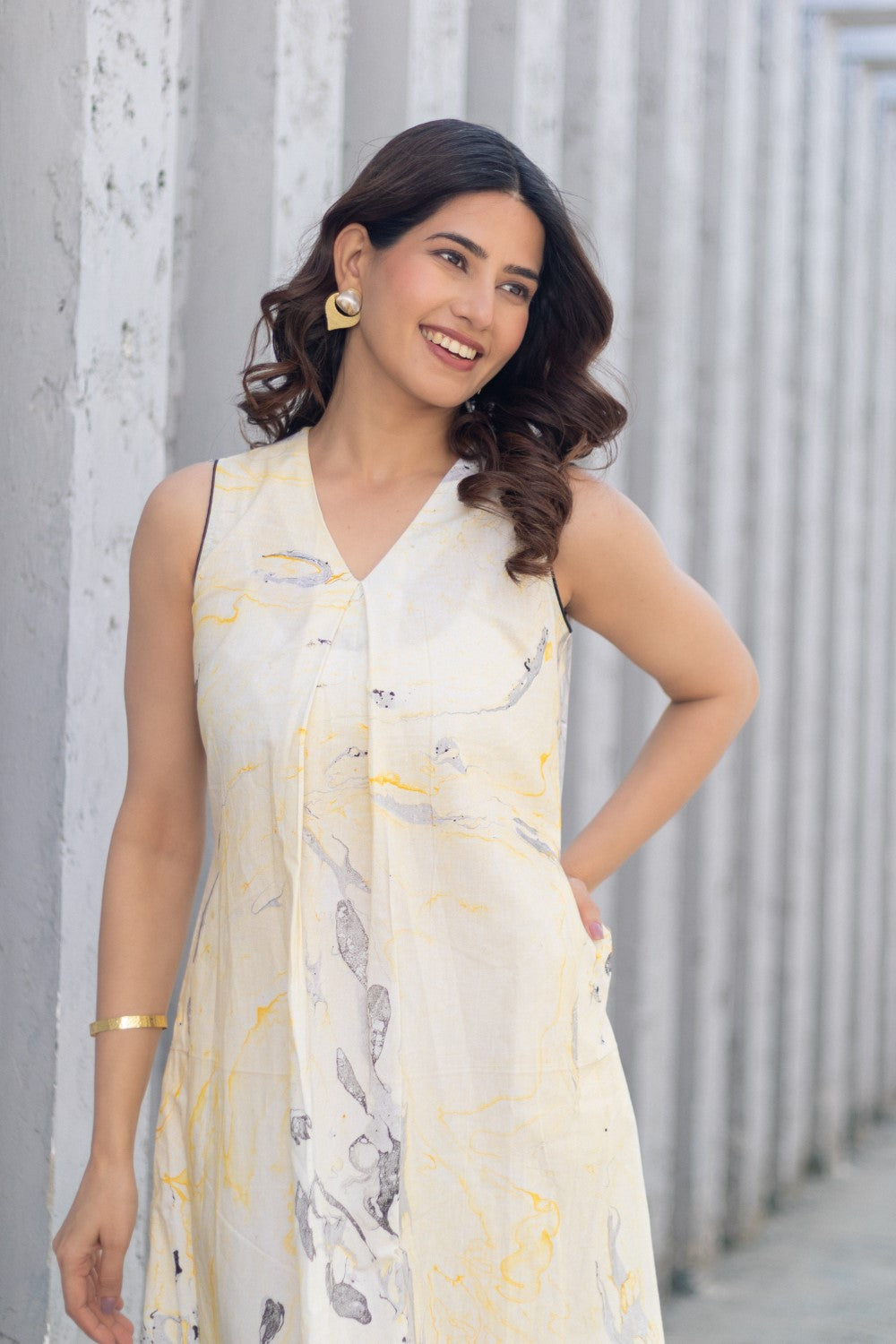 Marble Muse' Hand Block Printed Cotton Dress