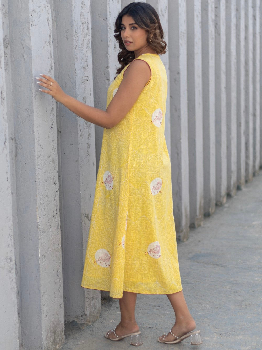 Bird Whispers ' Hand Block Printed Cotton Dress