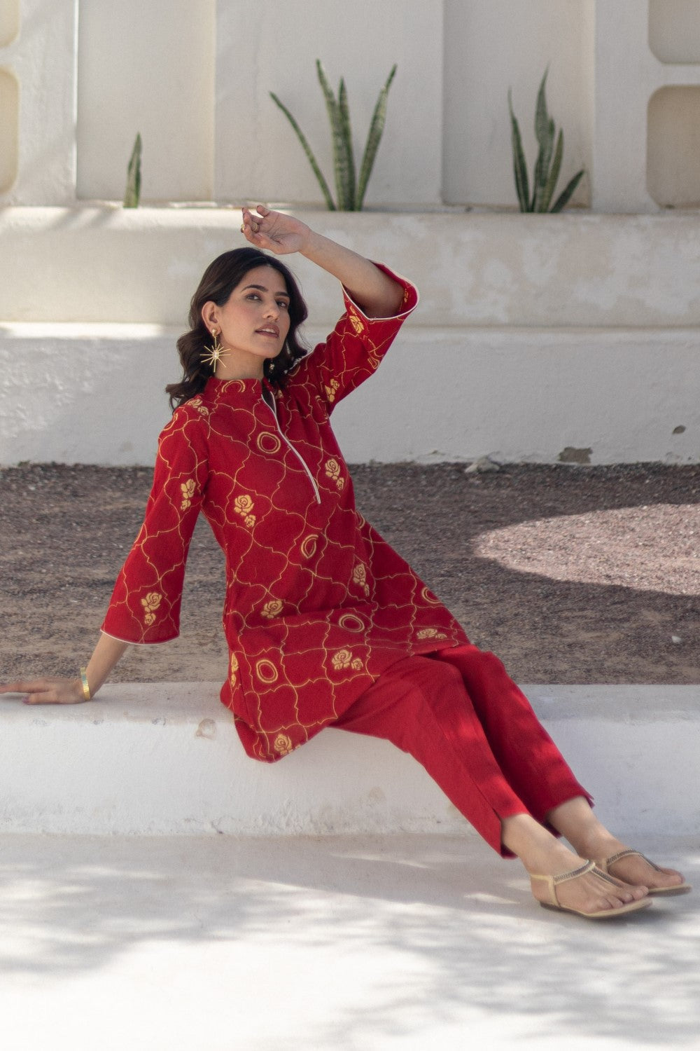 Rose Tapestry' Hand Block Printed Cotton Dress